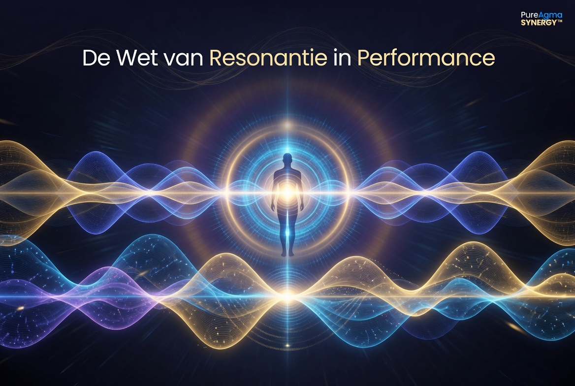 Visualisatie van resonantie en frequentiegolven — symbolisch voor de wet van resonantie, energetische afstemming en bewust leven met PureAgma Synergy
